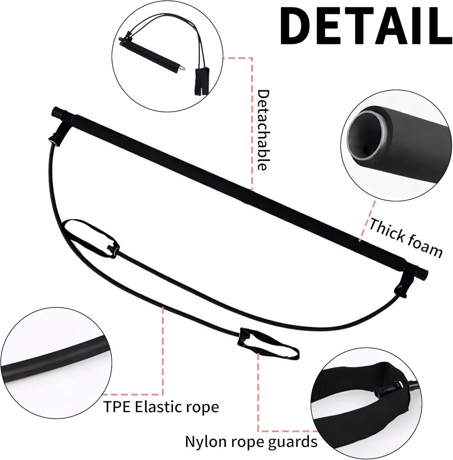 Pilates Bar Kit with Resistance Bands - Multifunctional Pilates Equipment for Women & Men Home Gym Pilates Yoga