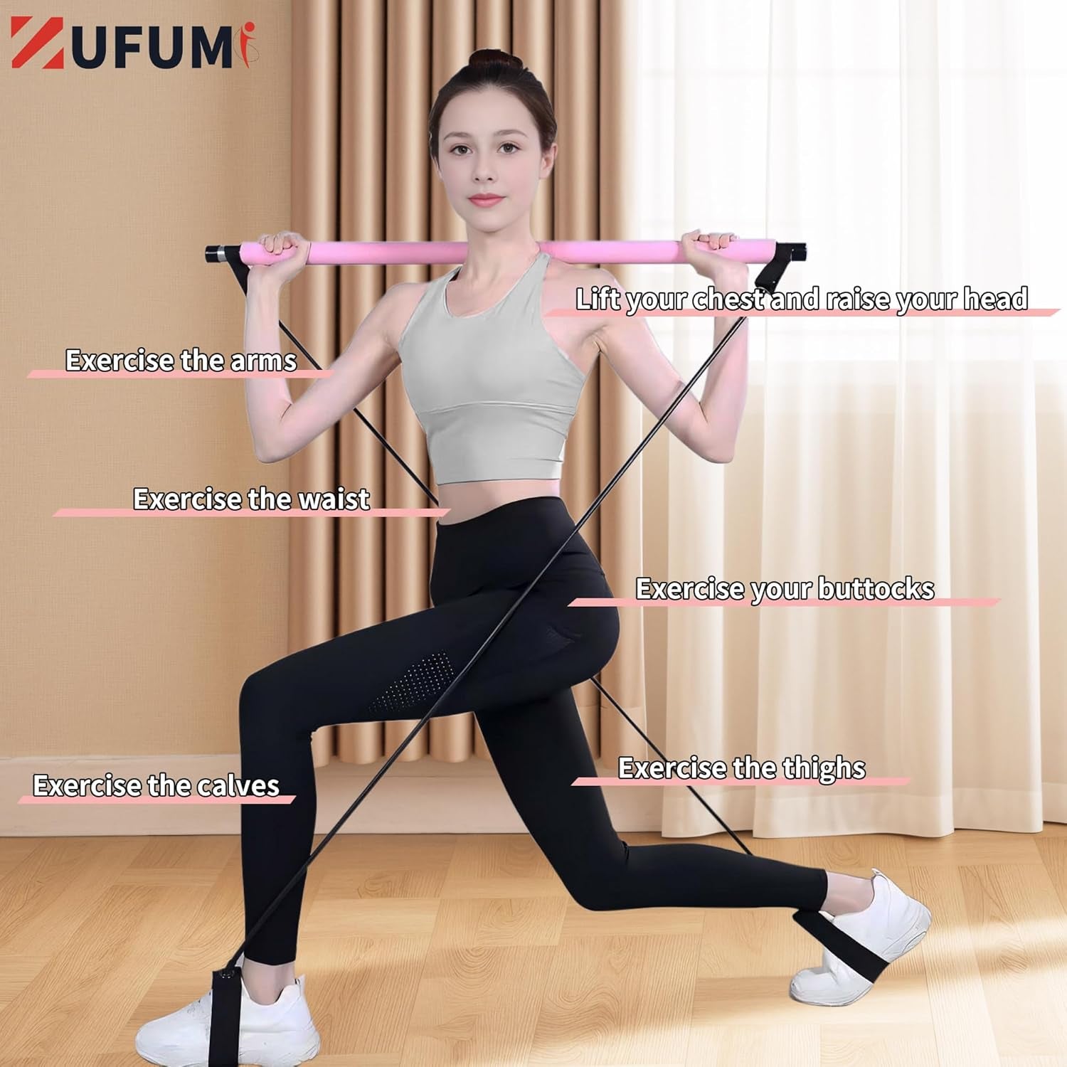 Pilates Bar Kit with Resistance Bands - Multifunctional Pilates Equipment for Women & Men Home Gym Pilates Yoga