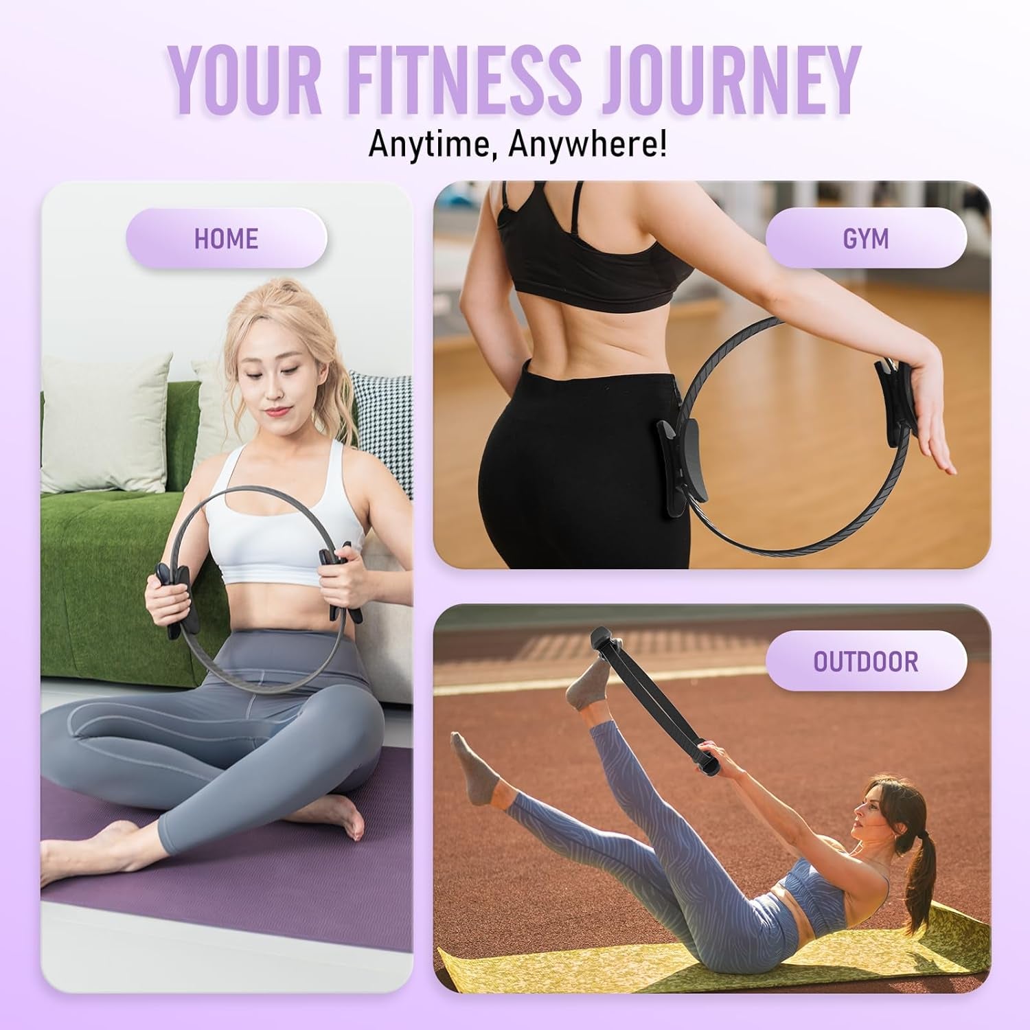 Pilates Ring Fitness Circle for Women, Pilates Equipment – 14.5" Home Magic Exercise Workout, Better Me Pilates Essentials Starter Set for Beginners Toning Inner Thighs, Arms and Core