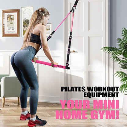 Pilates Bar Kit with Resistance Bands, Pilates Equipment, Multifunctional Pilates Bar for Women & Men, Pilates Kit for Hip, Back, Arm, Full-Body Workouts, Home Gym Strength Training Equipment