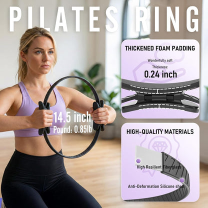 Pilates Ring Fitness Circle for Women, Pilates Equipment – 14.5" Home Magic Exercise Workout, Better Me Pilates Essentials Starter Set for Beginners Toning Inner Thighs, Arms and Core